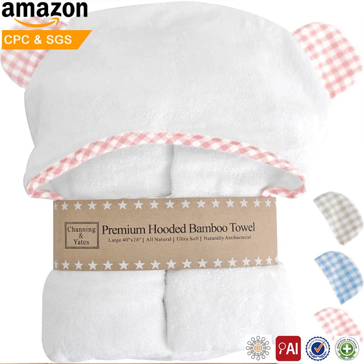 Wholesale Hot Sale Kids Bath Blanket White Baby Hooded Towels Thick Towel Plain Dyed Bamboo Baby Hooded Towel