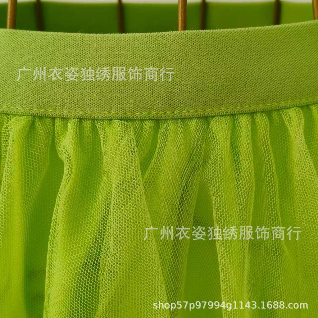 Irregular Mesh Cake Skirt with Fungus Edges, Mid-Length High Waist, Large Hem, Fluffy Fairy Gauze Skirt, Long Skirt 1279