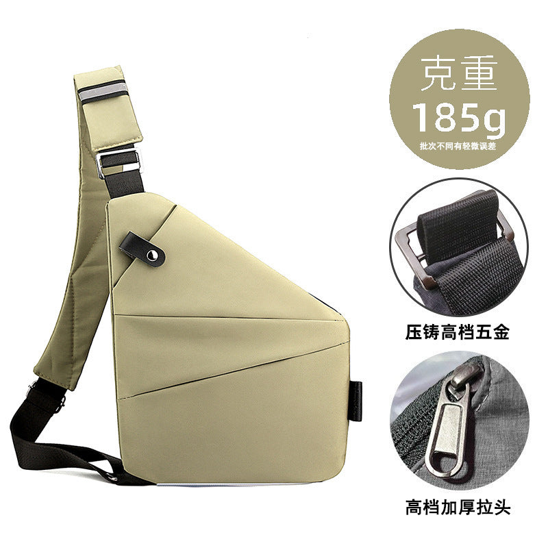 Right shoulder gun bag cross-border wholesale nylon chest bag men's lightweight simple large capacity messenger bag casual close-fitting shoulder bag
