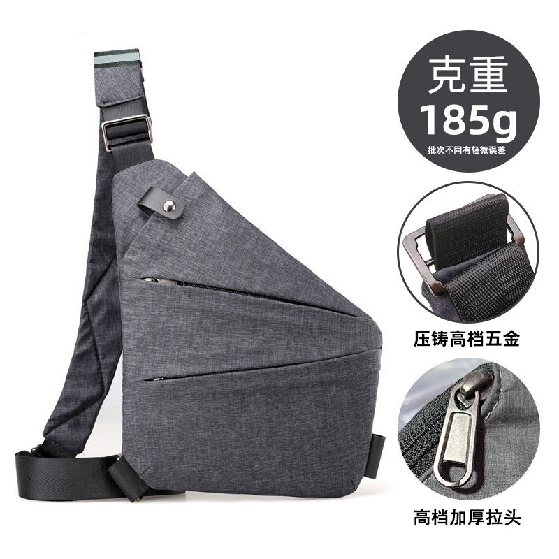 Right shoulder gun bag cross-border wholesale nylon chest bag men's lightweight simple large capacity messenger bag casual close-fitting shoulder bag
