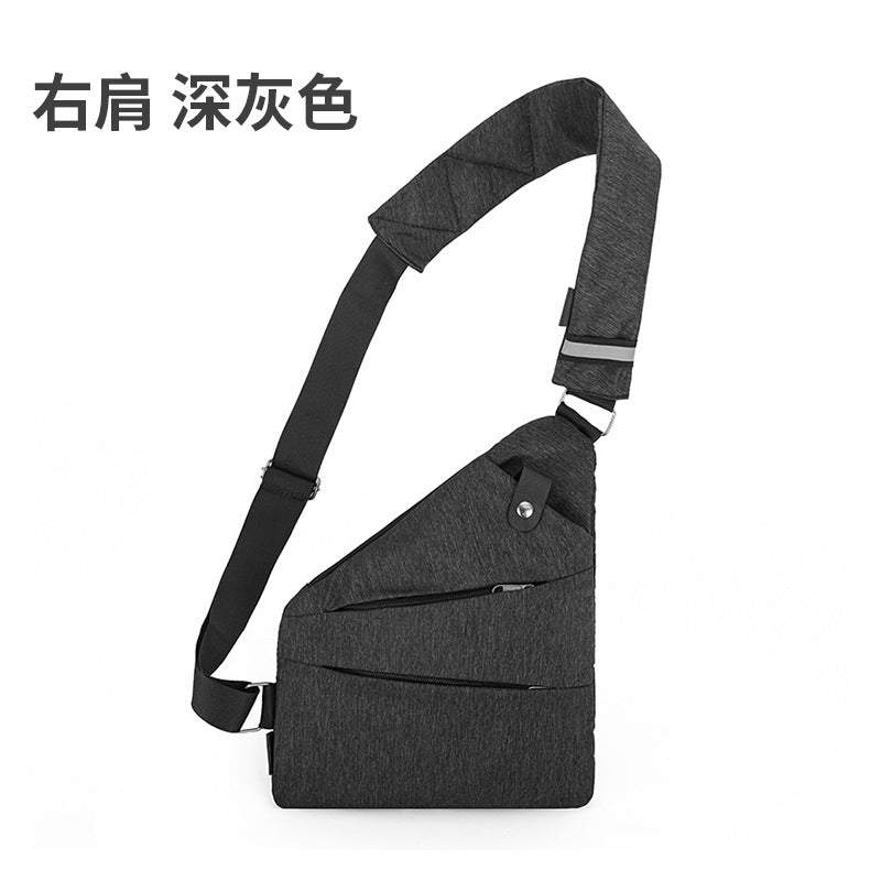 Right shoulder gun bag cross-border wholesale nylon chest bag men's lightweight simple large capacity messenger bag casual close-fitting shoulder bag