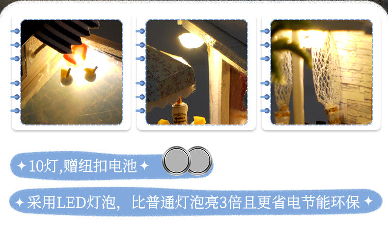 Tianyu DIY Hand-Assembled Mini Model Cabin Wooden House Toy Luminous Birthday Gift Wholesale Stereo