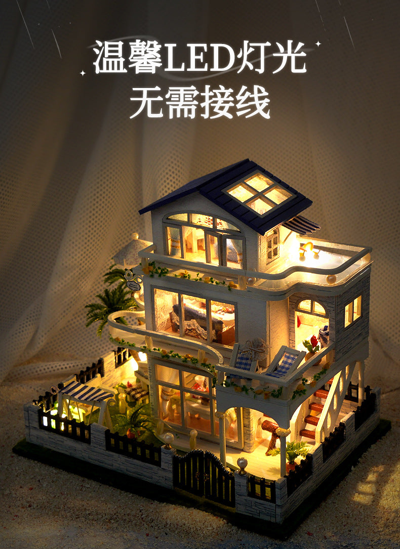 Tianyu DIY Hand-Assembled Mini Model Cabin Wooden House Toy Luminous Birthday Gift Wholesale Stereo