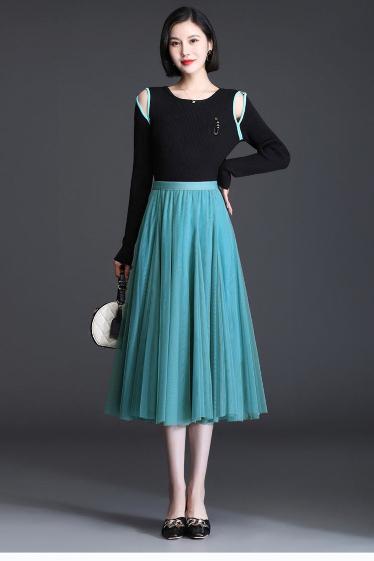 Mesh Skirt Long Skirt Mid-length A- line Skirt Summer Square Dance Skirt 720 Degree Large Swing Skirt in stock Hair