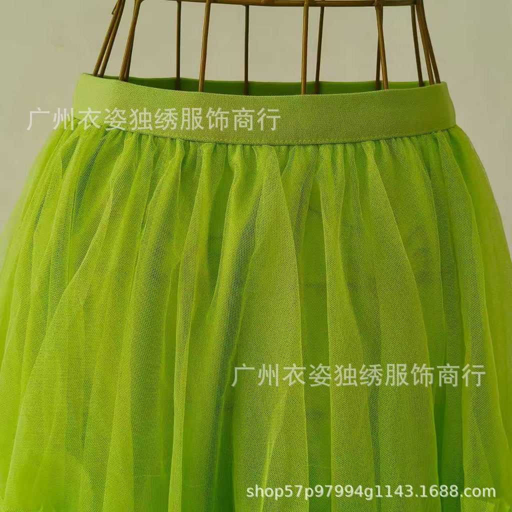 Irregular Mesh Cake Skirt with Fungus Edges, Mid-Length High Waist, Large Hem, Fluffy Fairy Gauze Skirt, Long Skirt 1279