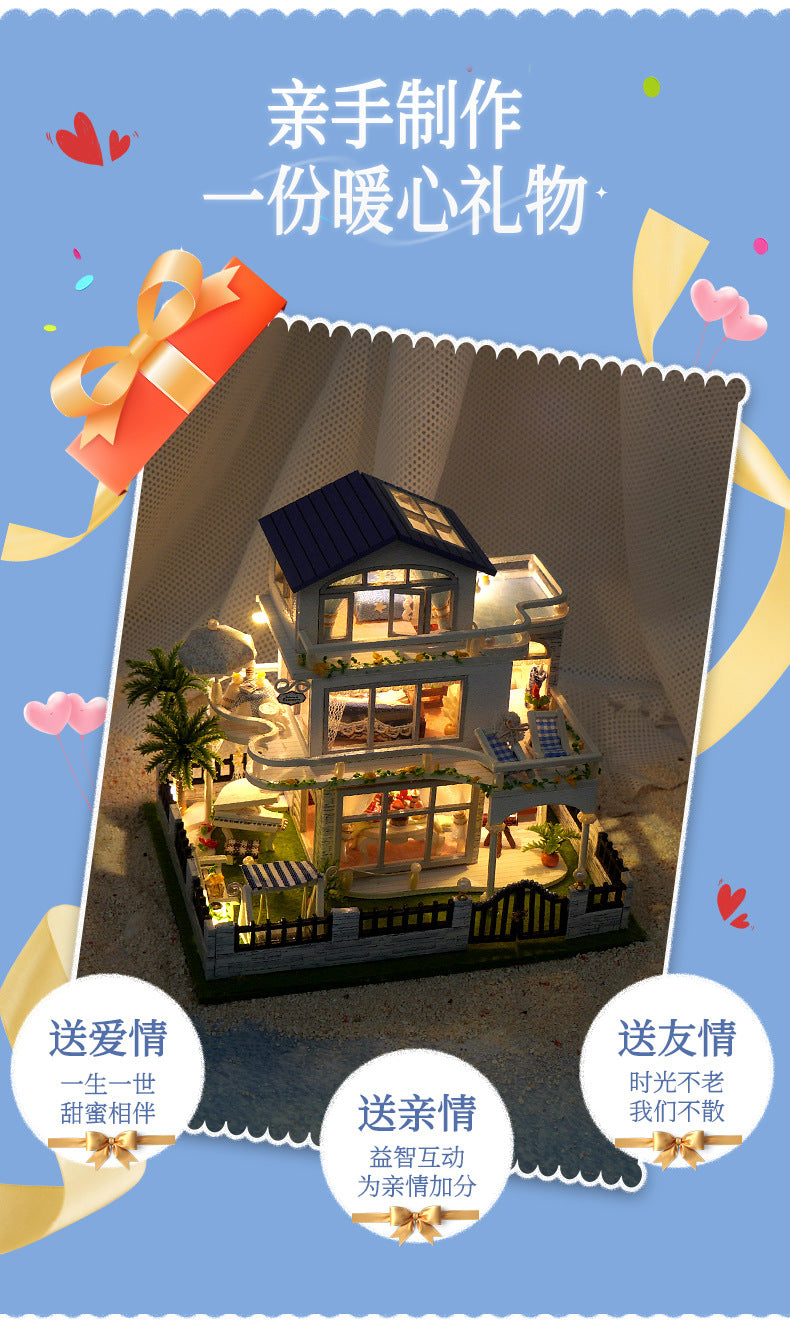 Tianyu DIY Hand-Assembled Mini Model Cabin Wooden House Toy Luminous Birthday Gift Wholesale Stereo