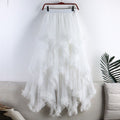 Irregular Mesh Cake Skirt with Fungus Edges, Mid-Length High Waist, Large Hem, Fluffy Fairy Gauze Skirt, Long Skirt 1279
