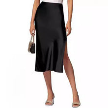 Cross-Border Amazon 2024 European and American Style Slit Satin Skirt Elastic High-Waisted Dress Slimming Fashionable Versatile