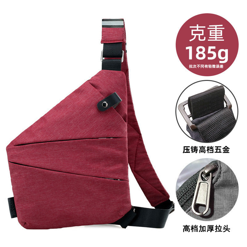 Right shoulder gun bag cross-border wholesale nylon chest bag men's lightweight simple large capacity messenger bag casual close-fitting shoulder bag