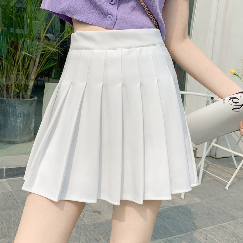 White jk pleated skirt spring and autumn preppy style high waist A- line skirt slimming versatile skirt women's gray short skirt