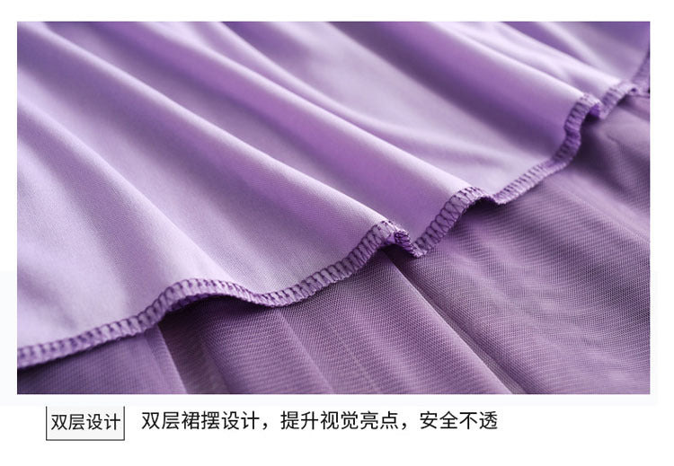 Mesh Skirt Long Skirt Mid-length A- line Skirt Summer Square Dance Skirt 720 Degree Large Swing Skirt in stock Hair