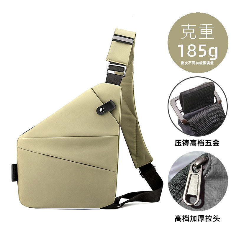 Right shoulder gun bag cross-border wholesale nylon chest bag men's lightweight simple large capacity messenger bag casual close-fitting shoulder bag