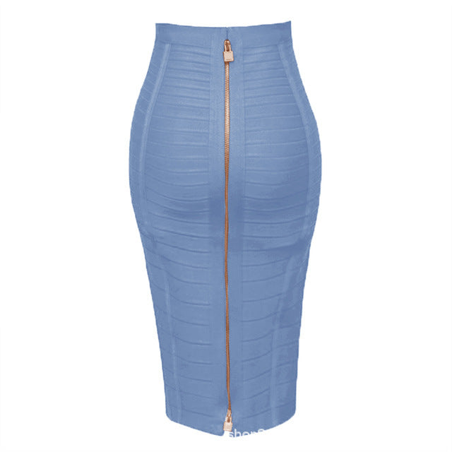 Amazon Aliexpress Best-Selling 16-Color Bandage Skirt Stripesd Zipper Double-Open Sexy High-Waist Hip Skirt Skirt