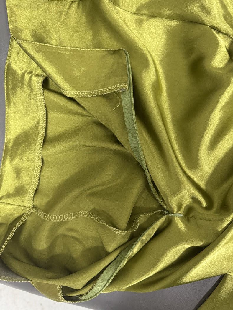 Hip-Covering Fishtail Skirt Satin Mid-Length Skirt Spring and Summer New European and American Cross-Border Women's Clothing Manufacturer Direct