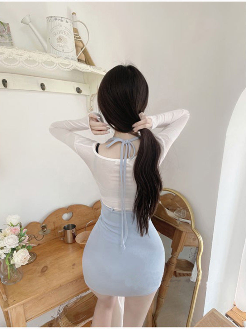 South Korea Dongdaemun New Shine Figure ~ Sexy Feminine Neck Bag Hip Outer Strap Skirt Korean Style