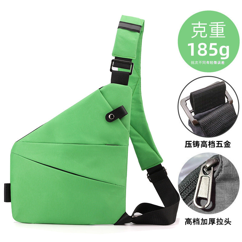 Right shoulder gun bag cross-border wholesale nylon chest bag men's lightweight simple large capacity messenger bag casual close-fitting shoulder bag