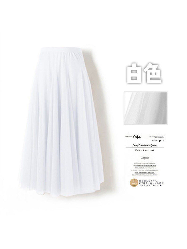 Mesh Skirt Long Skirt Mid-length A- line Skirt Summer Square Dance Skirt 720 Degree Large Swing Skirt in stock Hair