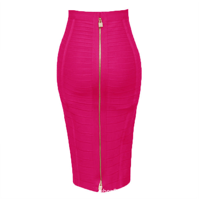 Amazon Aliexpress Best-Selling 16-Color Bandage Skirt Stripesd Zipper Double-Open Sexy High-Waist Hip Skirt Skirt