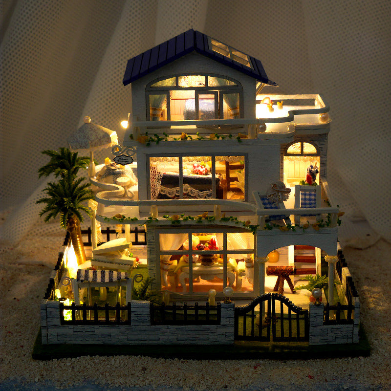Tianyu DIY Hand-Assembled Mini Model Cabin Wooden House Toy Luminous Birthday Gift Wholesale Stereo