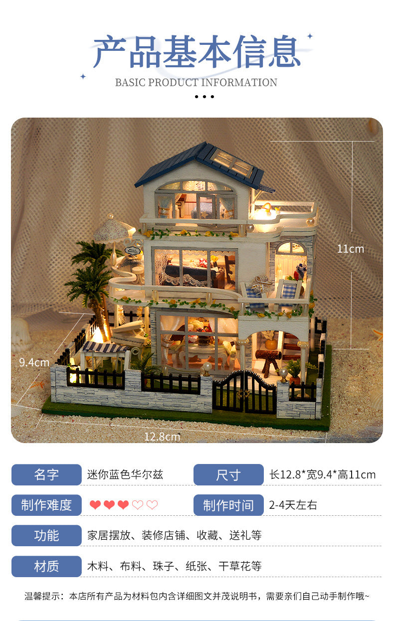 Tianyu DIY Hand-Assembled Mini Model Cabin Wooden House Toy Luminous Birthday Gift Wholesale Stereo