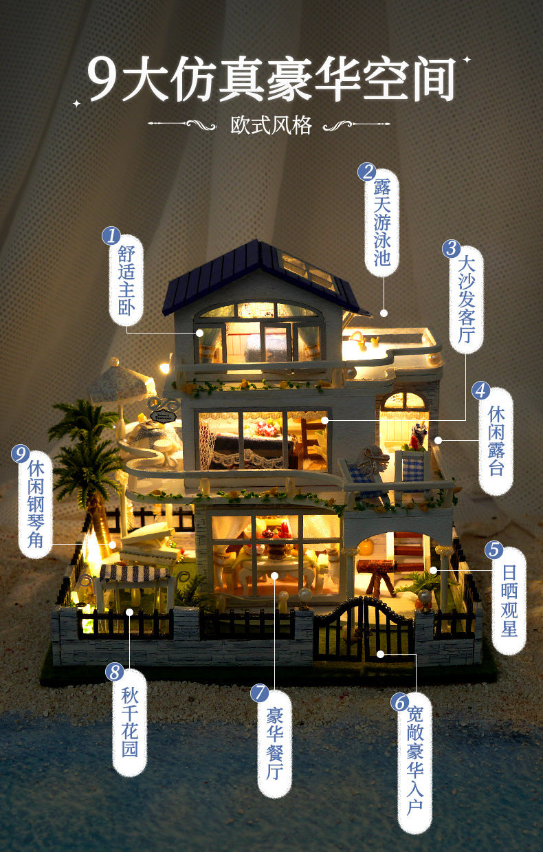 Tianyu DIY Hand-Assembled Mini Model Cabin Wooden House Toy Luminous Birthday Gift Wholesale Stereo