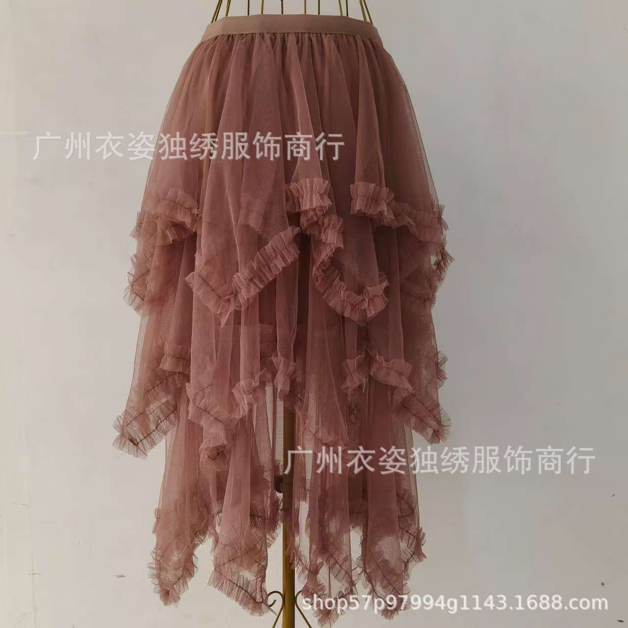 Irregular Mesh Cake Skirt with Fungus Edges, Mid-Length High Waist, Large Hem, Fluffy Fairy Gauze Skirt, Long Skirt 1279