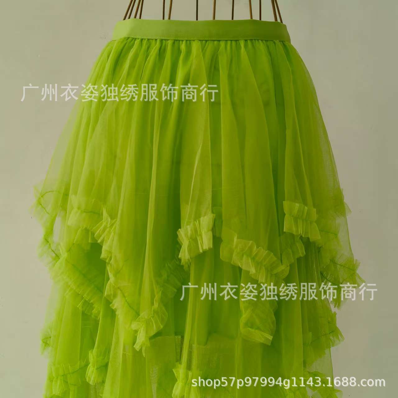 Irregular Mesh Cake Skirt with Fungus Edges, Mid-Length High Waist, Large Hem, Fluffy Fairy Gauze Skirt, Long Skirt 1279