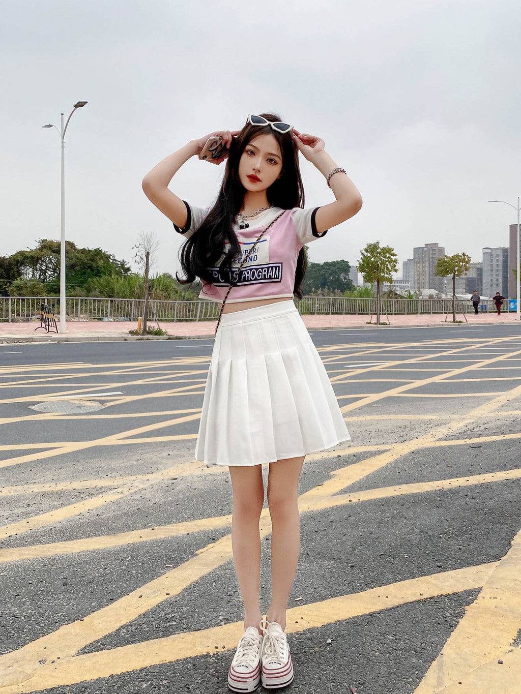 White jk pleated skirt spring and autumn preppy style high waist A- line skirt slimming versatile skirt women's gray short skirt