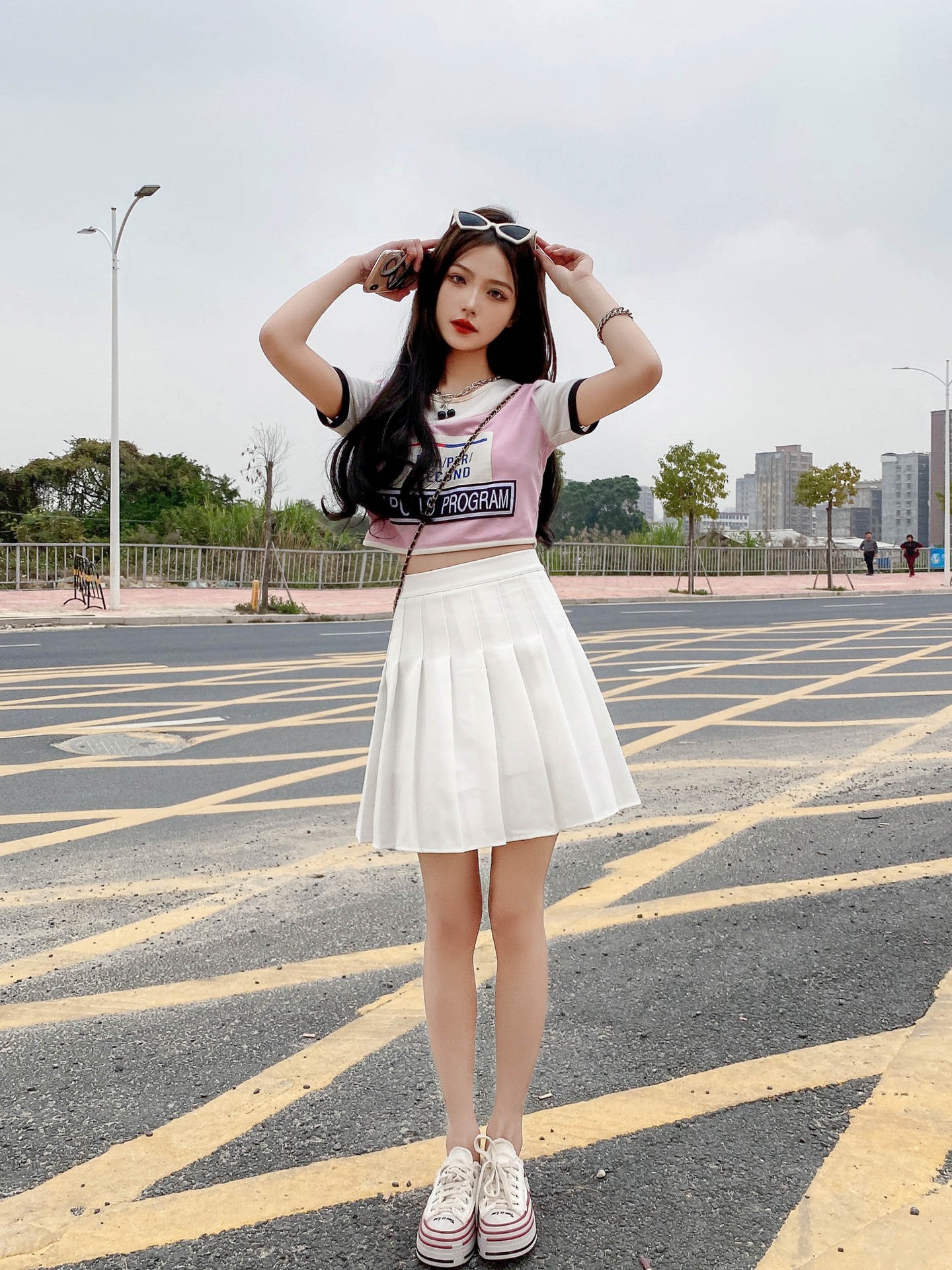 White jk pleated skirt spring and autumn preppy style high waist A- line skirt slimming versatile skirt women's gray short skirt