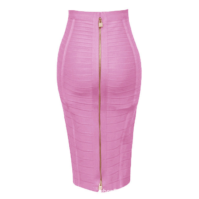 Amazon Aliexpress Best-Selling 16-Color Bandage Skirt Stripesd Zipper Double-Open Sexy High-Waist Hip Skirt Skirt