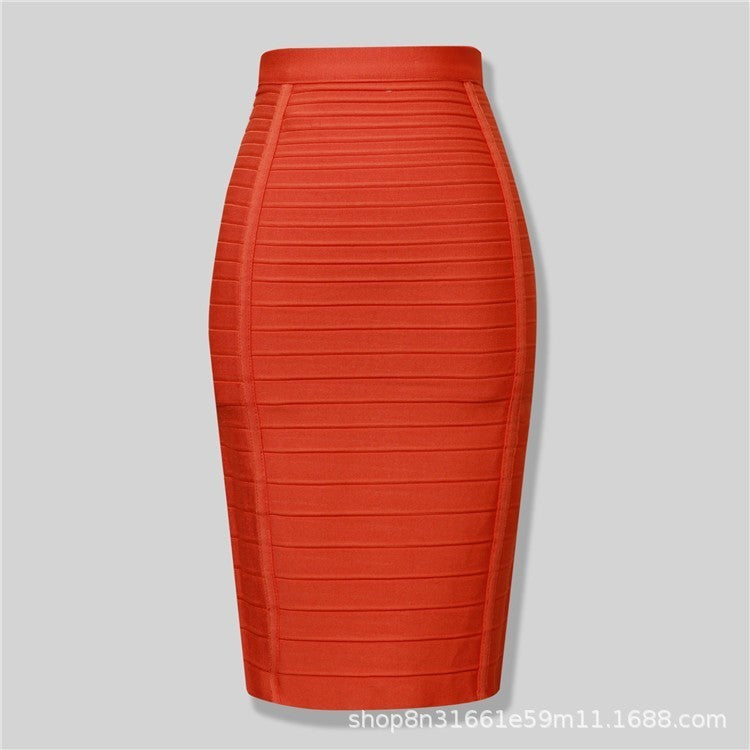 Amazon Aliexpress Best-Selling 16-Color Bandage Skirt Stripesd Zipper Double-Open Sexy High-Waist Hip Skirt Skirt