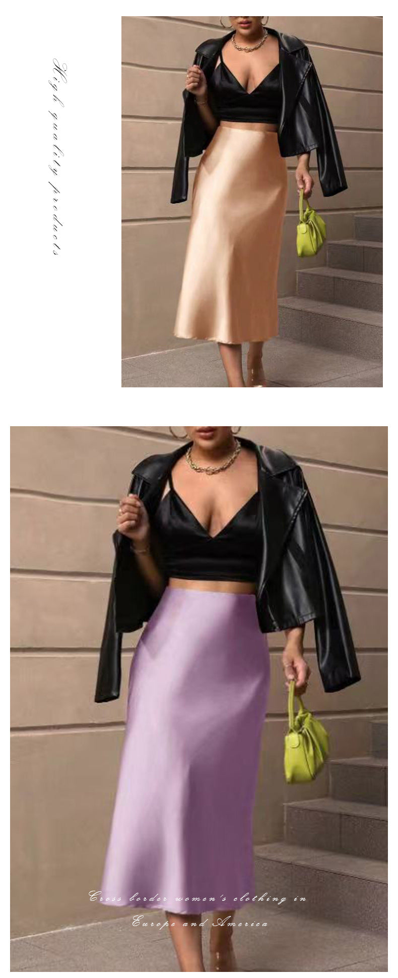 Hip-Covering Fishtail Skirt Satin Mid-Length Skirt Spring and Summer New European and American Cross-Border Women's Clothing Manufacturer Direct