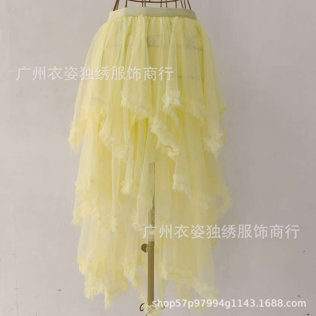 Irregular Mesh Cake Skirt with Fungus Edges, Mid-Length High Waist, Large Hem, Fluffy Fairy Gauze Skirt, Long Skirt 1279