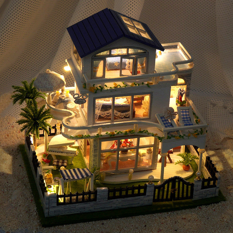 Tianyu DIY Hand-Assembled Mini Model Cabin Wooden House Toy Luminous Birthday Gift Wholesale Stereo