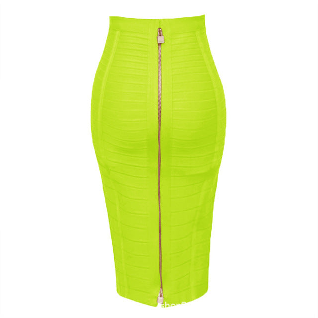 Amazon Aliexpress Best-Selling 16-Color Bandage Skirt Stripesd Zipper Double-Open Sexy High-Waist Hip Skirt Skirt