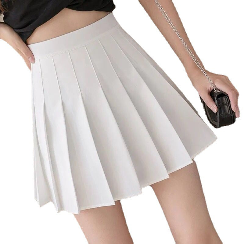 White jk pleated skirt spring and autumn preppy style high waist A- line skirt slimming versatile skirt women's gray short skirt