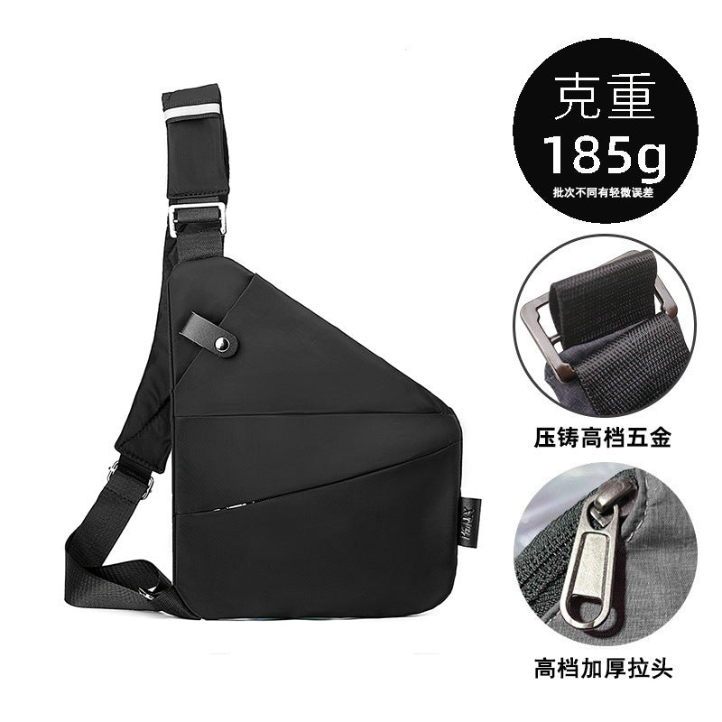 Right shoulder gun bag cross-border wholesale nylon chest bag men's lightweight simple large capacity messenger bag casual close-fitting shoulder bag