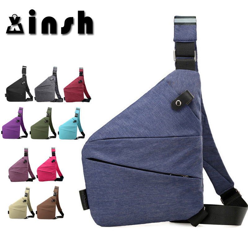 Right shoulder gun bag cross-border wholesale nylon chest bag men's lightweight simple large capacity messenger bag casual close-fitting shoulder bag