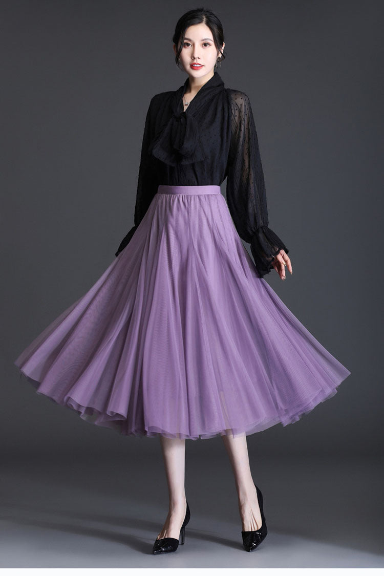 Mesh Skirt Long Skirt Mid-length A- line Skirt Summer Square Dance Skirt 720 Degree Large Swing Skirt in stock Hair