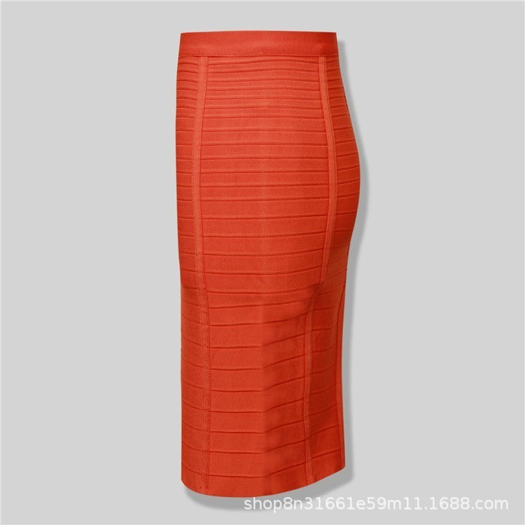 Amazon Aliexpress Best-Selling 16-Color Bandage Skirt Stripesd Zipper Double-Open Sexy High-Waist Hip Skirt Skirt
