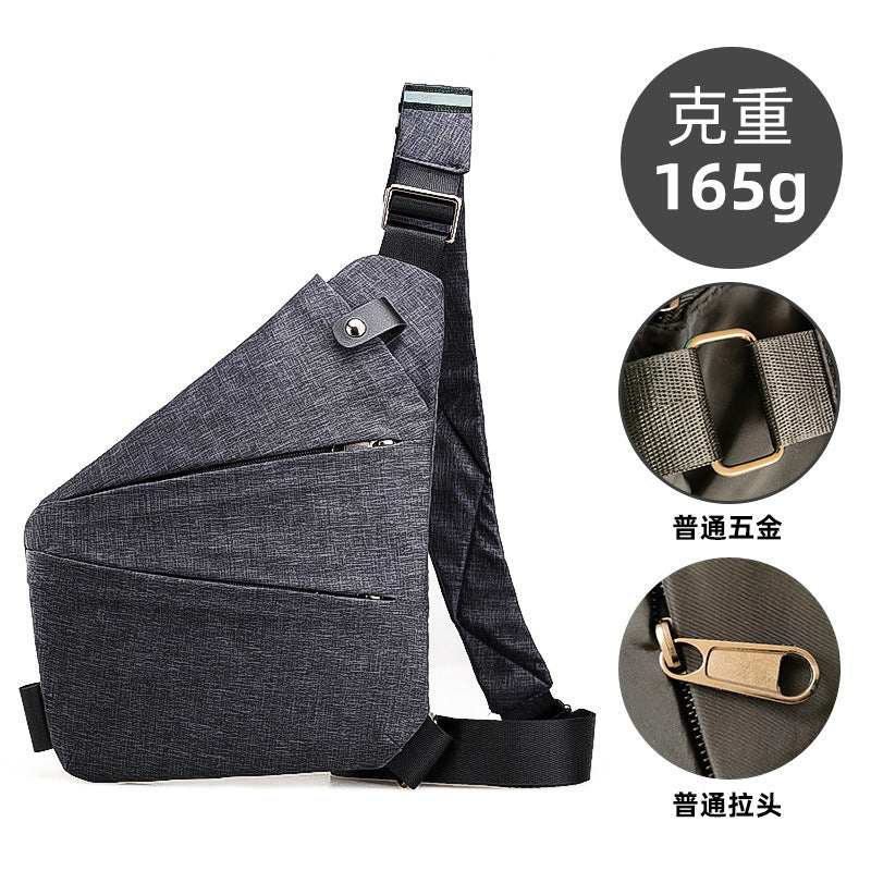 Right shoulder gun bag cross-border wholesale nylon chest bag men's lightweight simple large capacity messenger bag casual close-fitting shoulder bag