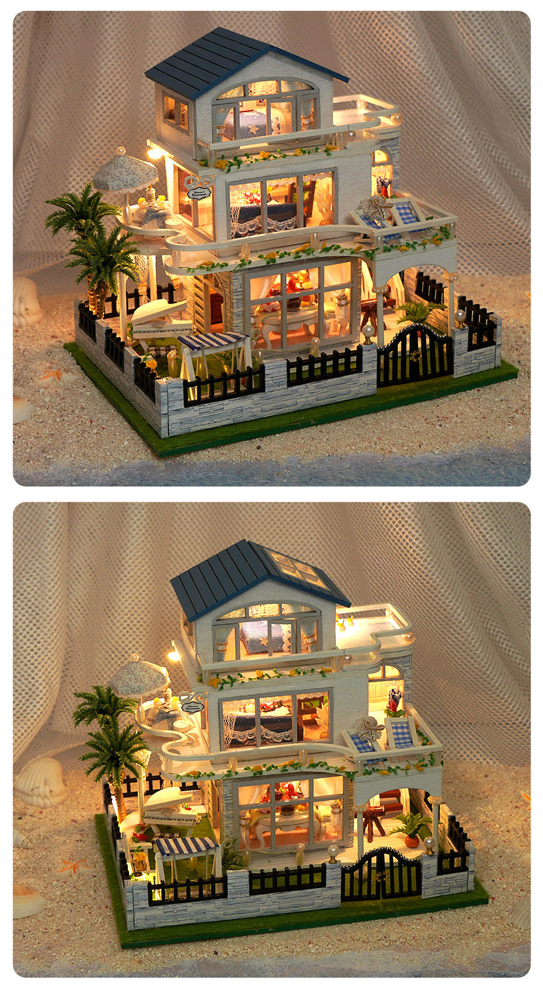 Tianyu DIY Hand-Assembled Mini Model Cabin Wooden House Toy Luminous Birthday Gift Wholesale Stereo