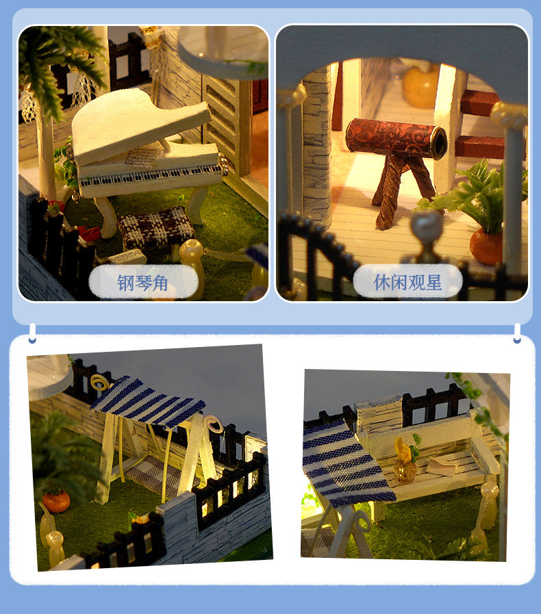 Tianyu DIY Hand-Assembled Mini Model Cabin Wooden House Toy Luminous Birthday Gift Wholesale Stereo