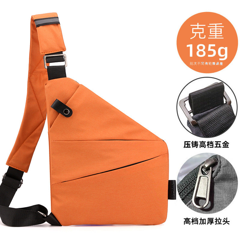 Right shoulder gun bag cross-border wholesale nylon chest bag men's lightweight simple large capacity messenger bag casual close-fitting shoulder bag