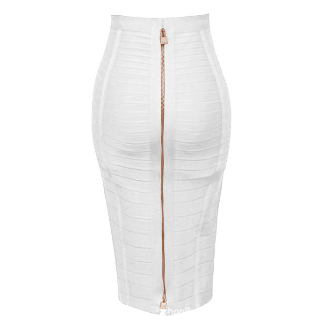 Amazon Aliexpress Best-Selling 16-Color Bandage Skirt Stripesd Zipper Double-Open Sexy High-Waist Hip Skirt Skirt