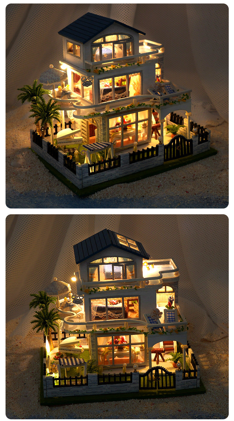 Tianyu DIY Hand-Assembled Mini Model Cabin Wooden House Toy Luminous Birthday Gift Wholesale Stereo