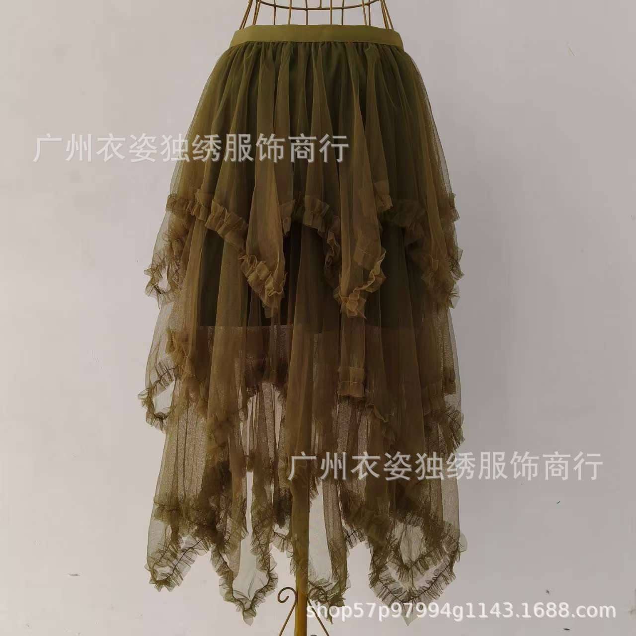 Irregular Mesh Cake Skirt with Fungus Edges, Mid-Length High Waist, Large Hem, Fluffy Fairy Gauze Skirt, Long Skirt 1279