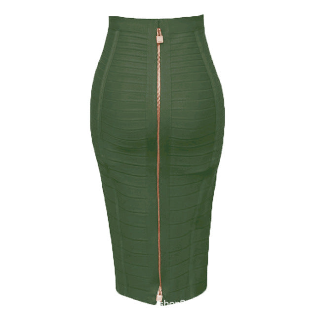 Amazon Aliexpress Best-Selling 16-Color Bandage Skirt Stripesd Zipper Double-Open Sexy High-Waist Hip Skirt Skirt