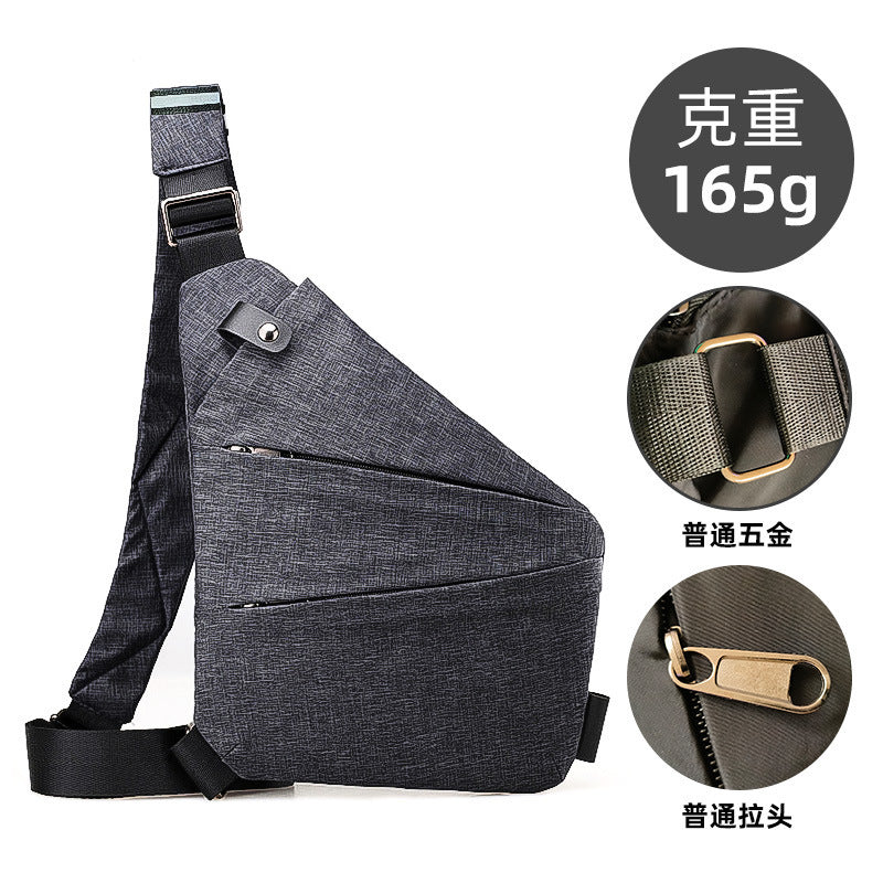 Right shoulder gun bag cross-border wholesale nylon chest bag men's lightweight simple large capacity messenger bag casual close-fitting shoulder bag