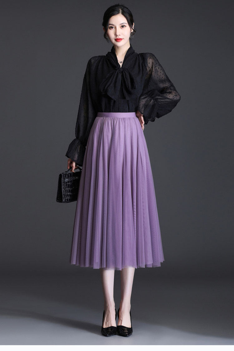 Mesh Skirt Long Skirt Mid-length A- line Skirt Summer Square Dance Skirt 720 Degree Large Swing Skirt in stock Hair